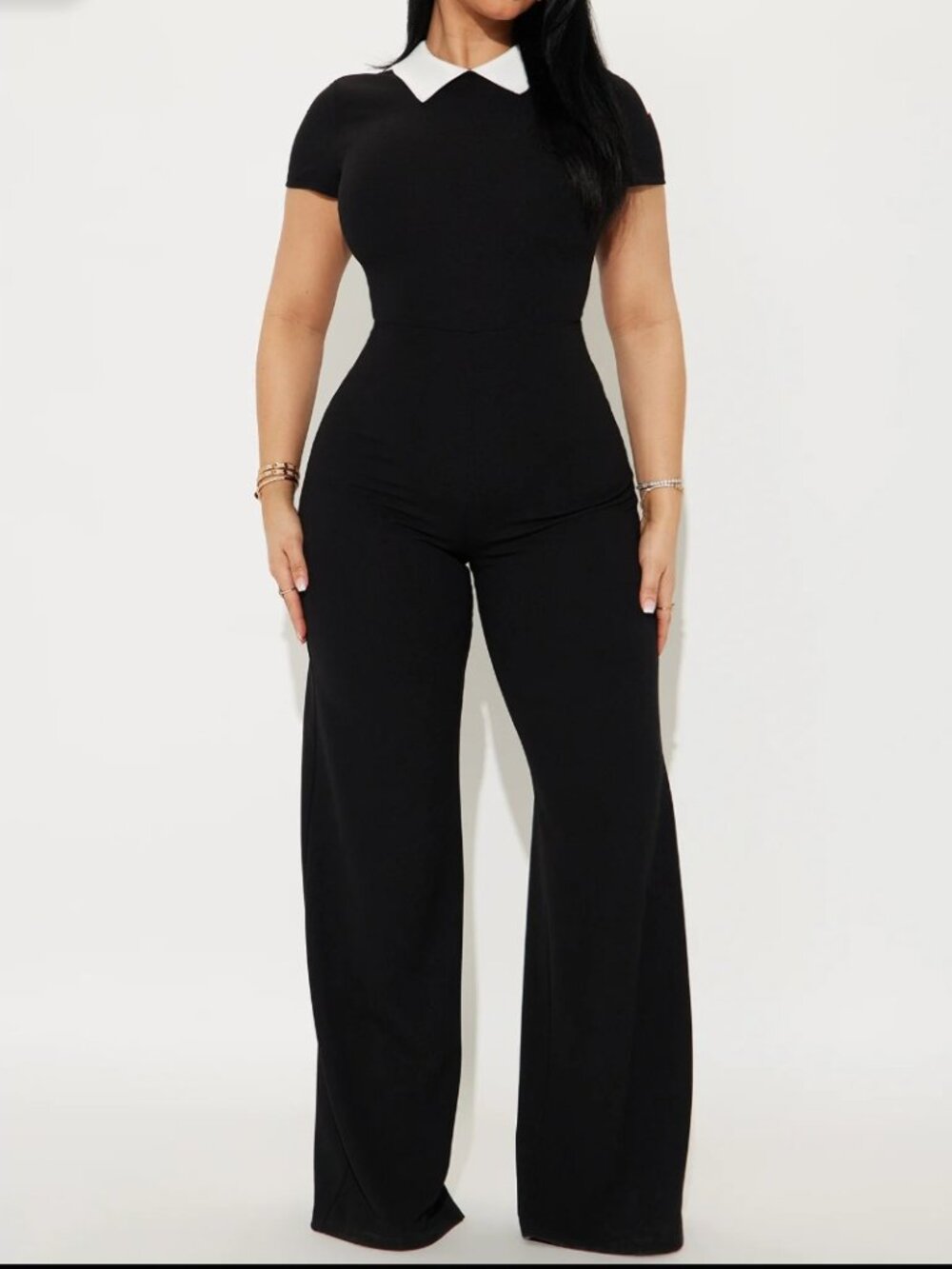 Fashion Nova All Or Nothing Contrast Collar Wide‑Leg Jumpsuit – NWT – XS
